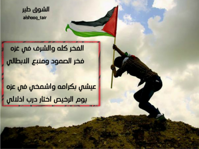 ‏الفخر كله والشرف في غزه   فخر الصمود ومنبع الابطالي